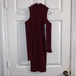 Forever 21 Maroon Cut Shoulder Dress- Size S